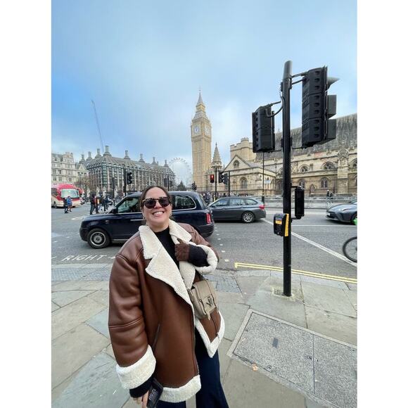 SPLENDID Earhart Brown Faux Leather Aviator Collar Jacket Size Extra Small - Picture 5 of 16